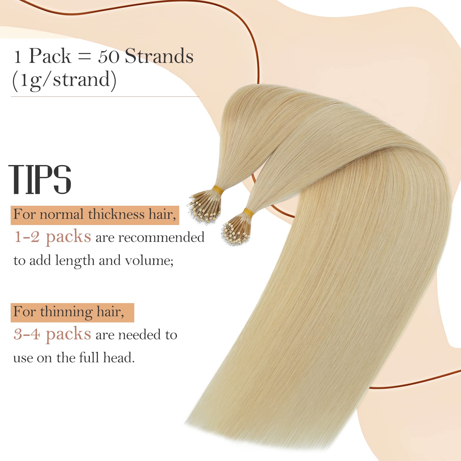 Amazon.com : TESSHAIR Nano Ring Hair Extensions, 100% Remy  display picture 2