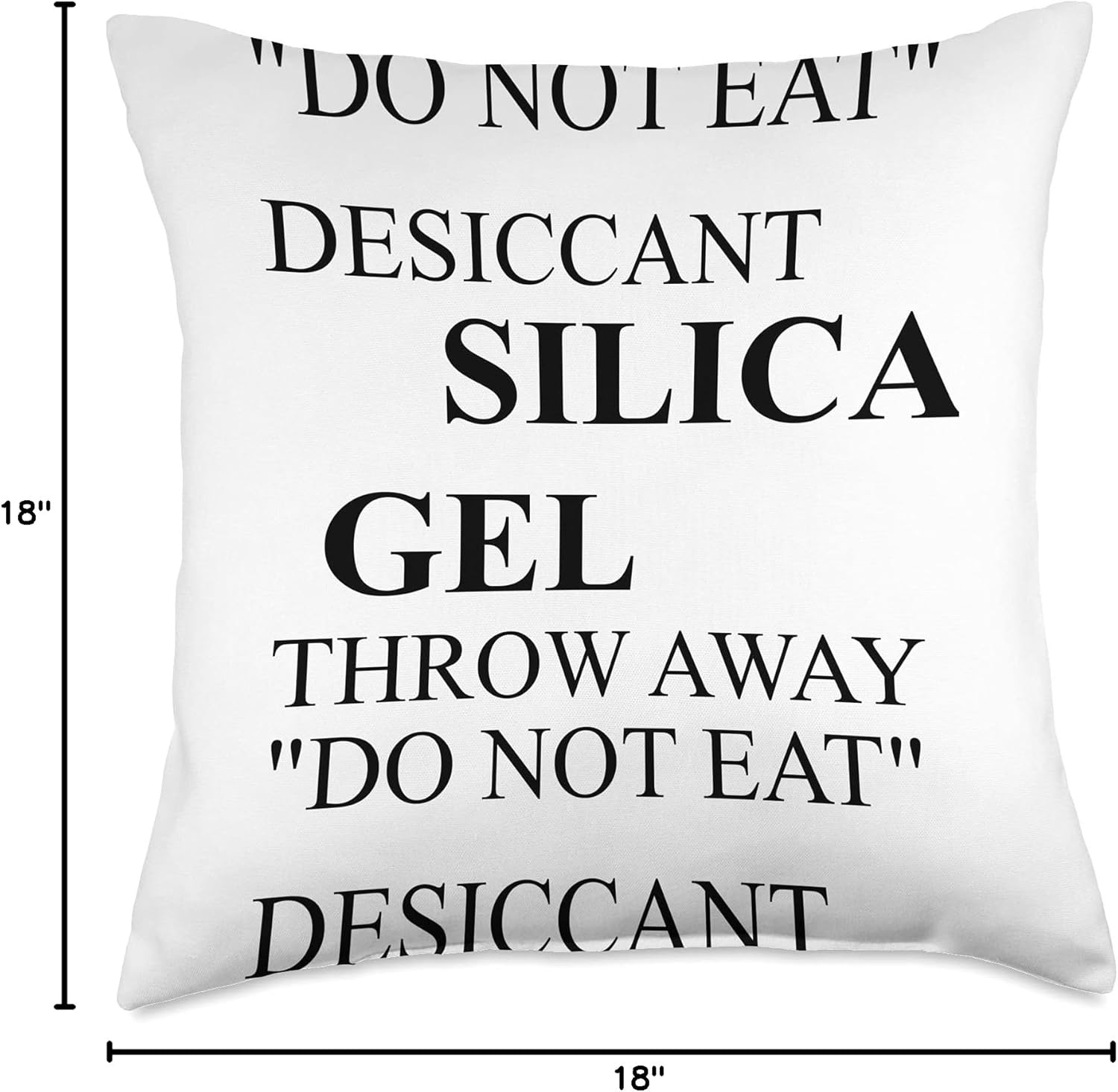 SILICA GEL THROW AWAY "DO NOT EAT" DESICCANT SILICA GEL Throw Pillow