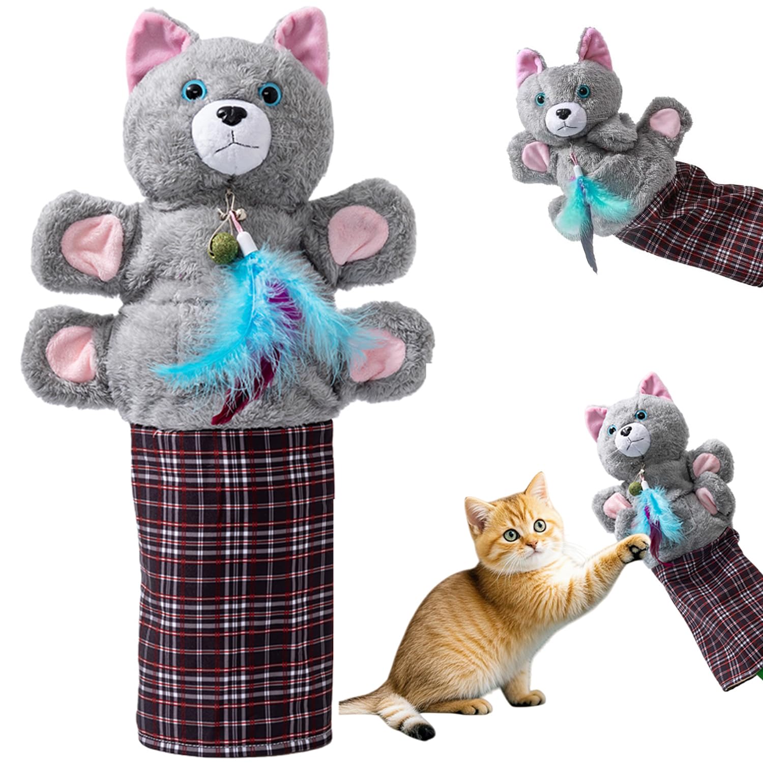 Cat Wrestling Glove, Cat Toys for Indoor Cats Adult, Interactive Hand Puppets Plush With Tough Padding, Stuffed Animal Toy Thickened Sleeve for Pet Safe Fun Play