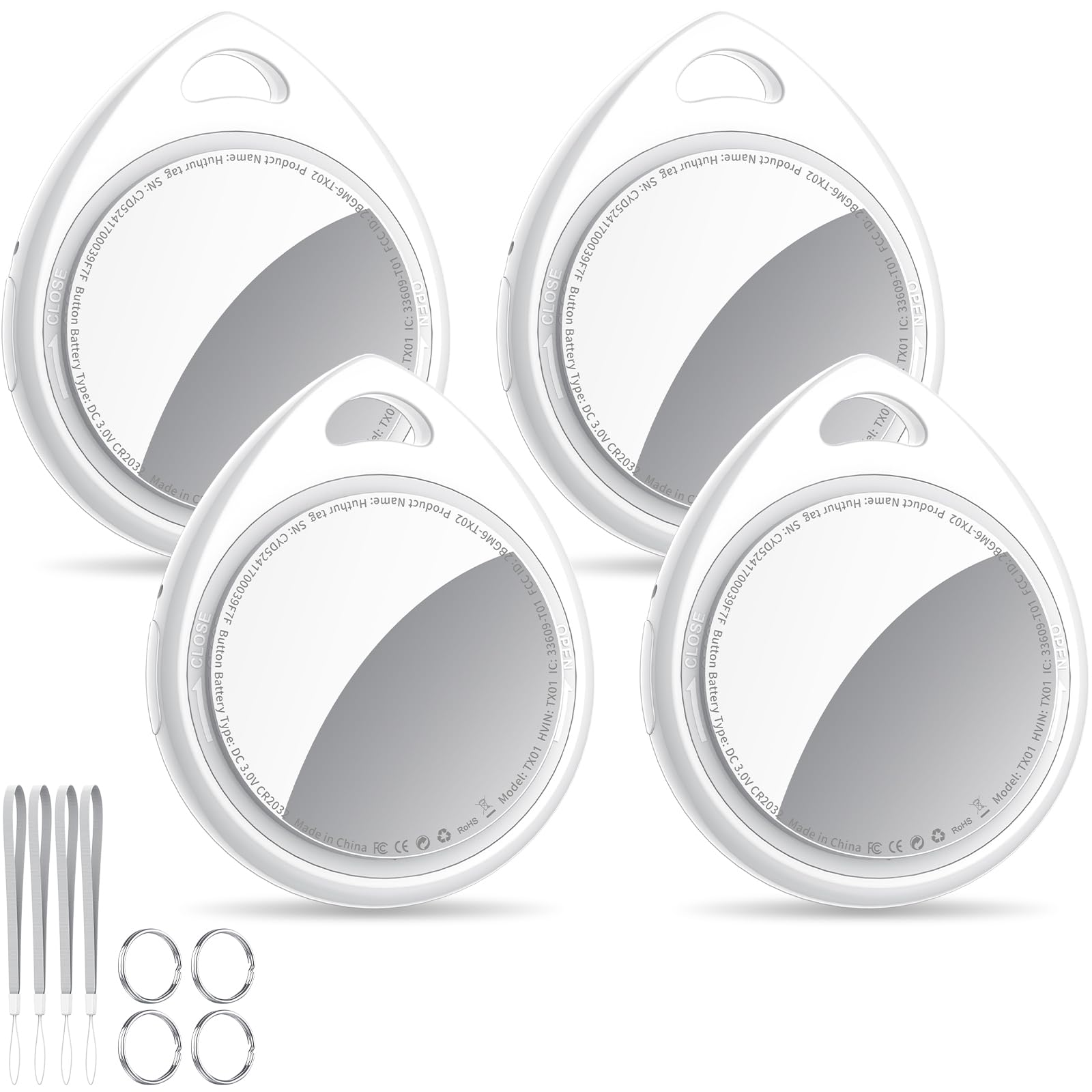 Air Tracker Tag, Smart Tracker Funziona con Apple Dov'è App (solo iOS), Oggetti, Localizzatore per Chiavi/Bagagli/Valigie/Portafogli, ​Bianco Oyster (Confezione da 4)​​