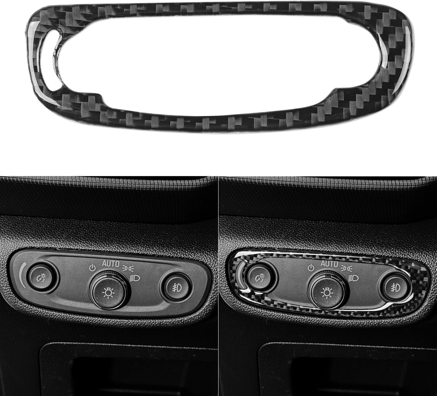 Luxury Carbon Fiber Compatible with Chevrolet/Chevy Blazer 2019-2025 2020 2021 2022 2023 2024 Accessories Car Headlight Control Switch Knob Trim Cover Interior Trim Sticker Decal Black -A