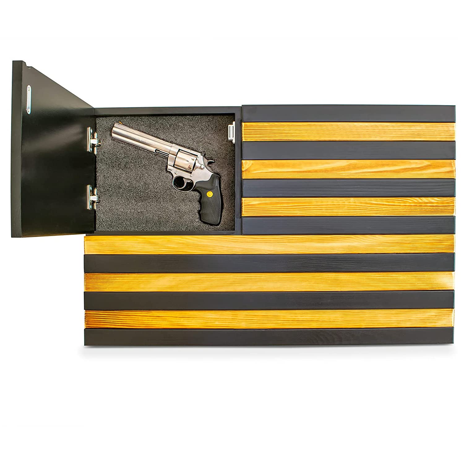 Buy Concealed Wooden American Flag Art for Gun Storage Concealment
