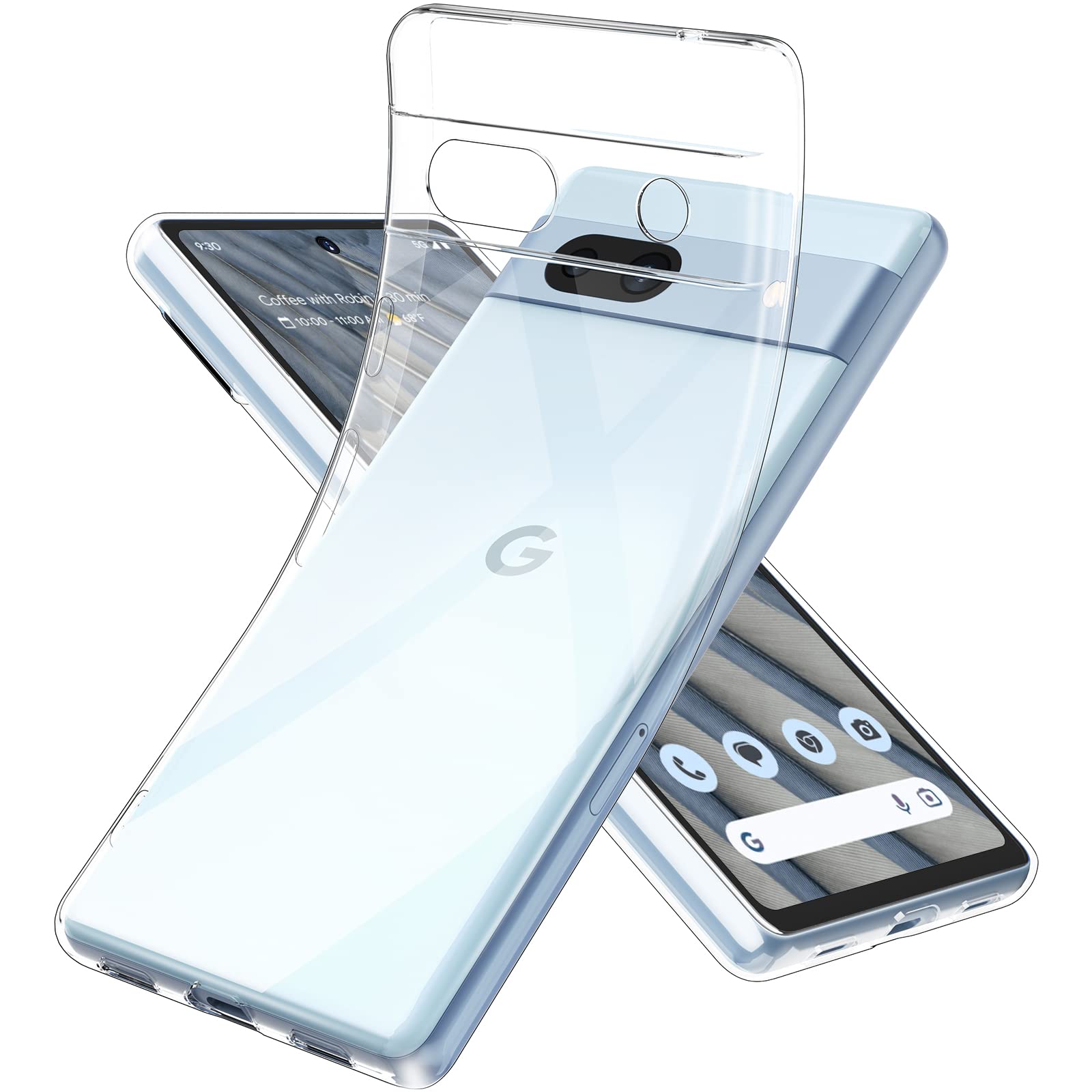 Custodia In Silicone Trasparente Moex Per Google Pixel 7a, Ultrasottile, Con Supporto Per Dito Incluso - Foto 3