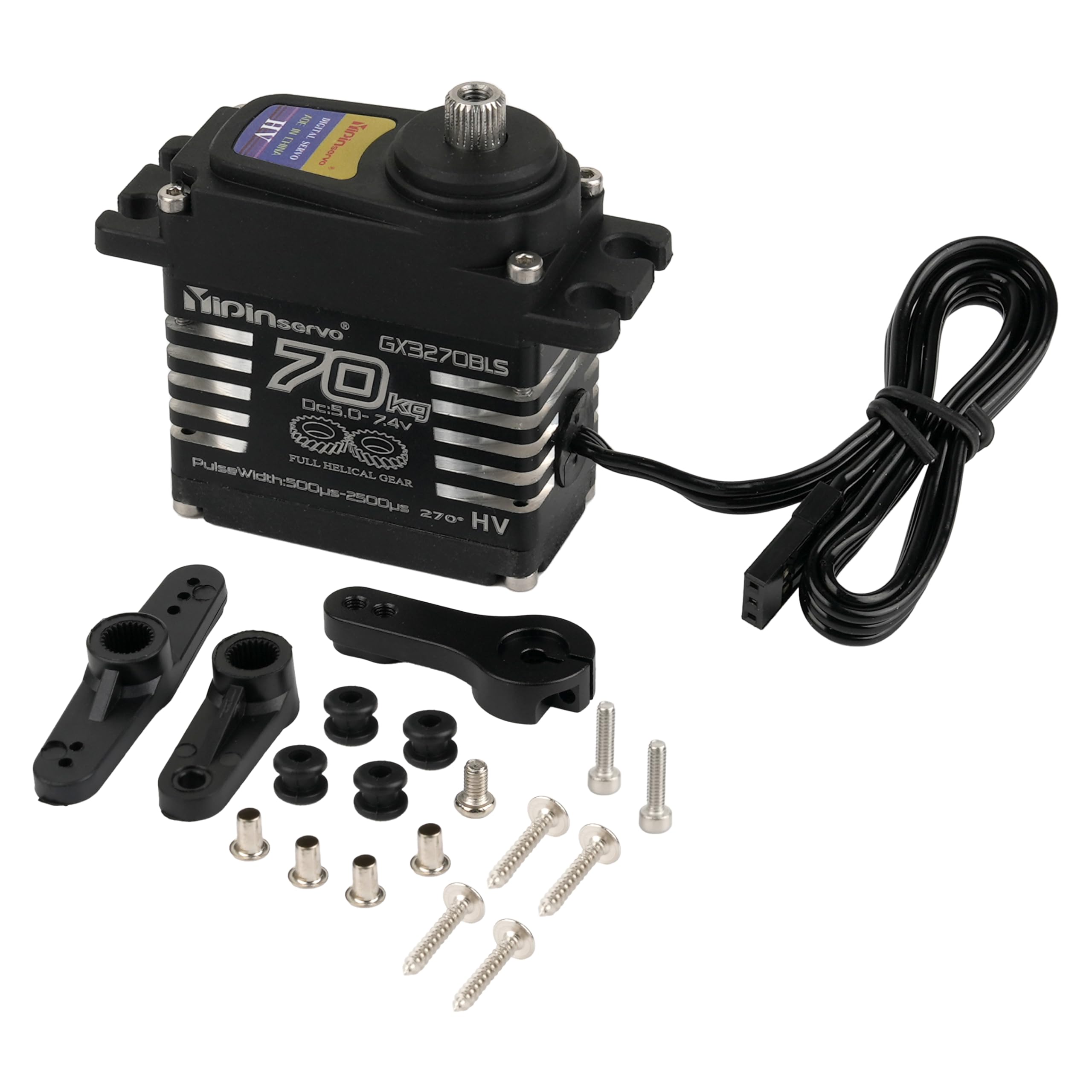Motore Servo Brushless ad Alto Coppia 70KG, Impermeabile IP68, 6,0-8,4V per Auto RC Crawler 1/10 1/8 (270 Gradi)
