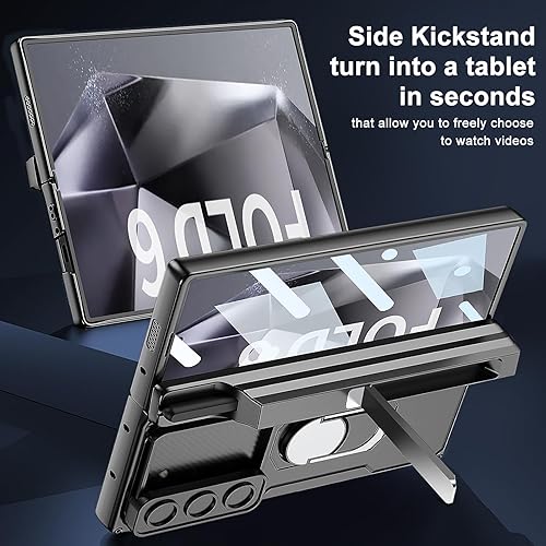 Miniatura 4 de DOOTOO - Funda para Samsung Galaxy Z Fold 6 con soporte de anillo, Z Fold6 S Pen con soporte y cubierta deslizante para cámara y protector