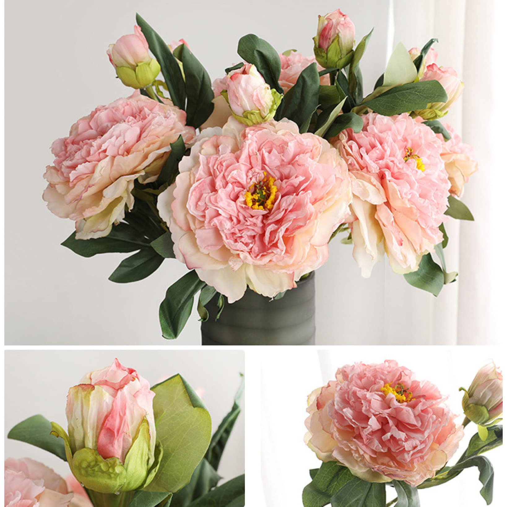 Amazon｜造花 枯れない花 アートフラワー 桃色 1本 牡丹 花 ブーケ