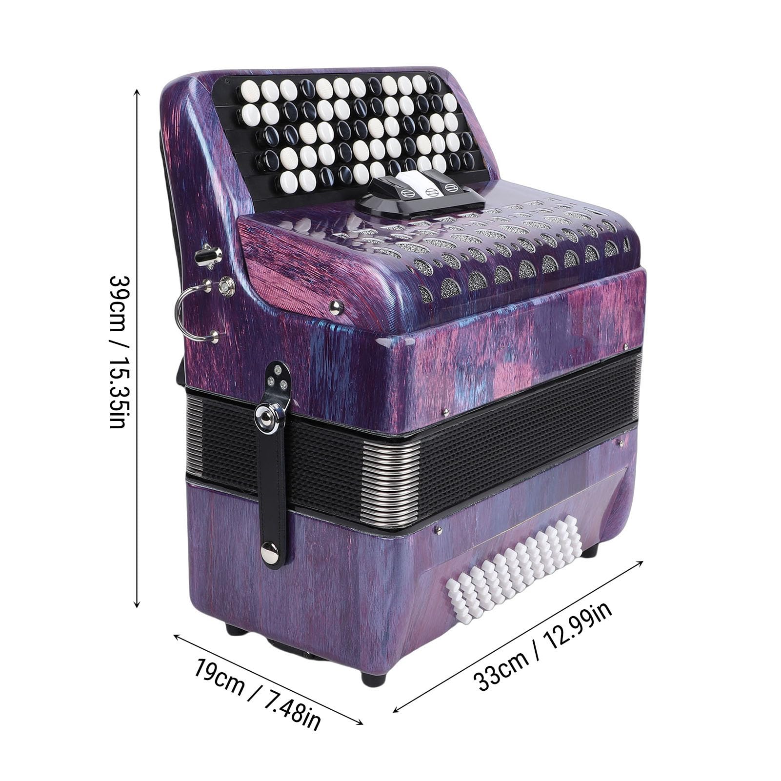 CHICIRIS Acordeones Para Adultos, Fisarmonica Cromatica a 62 Tasti E 60 Bassi, Accordatura F B E, Suono Completo Professionale con Borsa Portatile Imbottita E Tracolla Regolabile, per