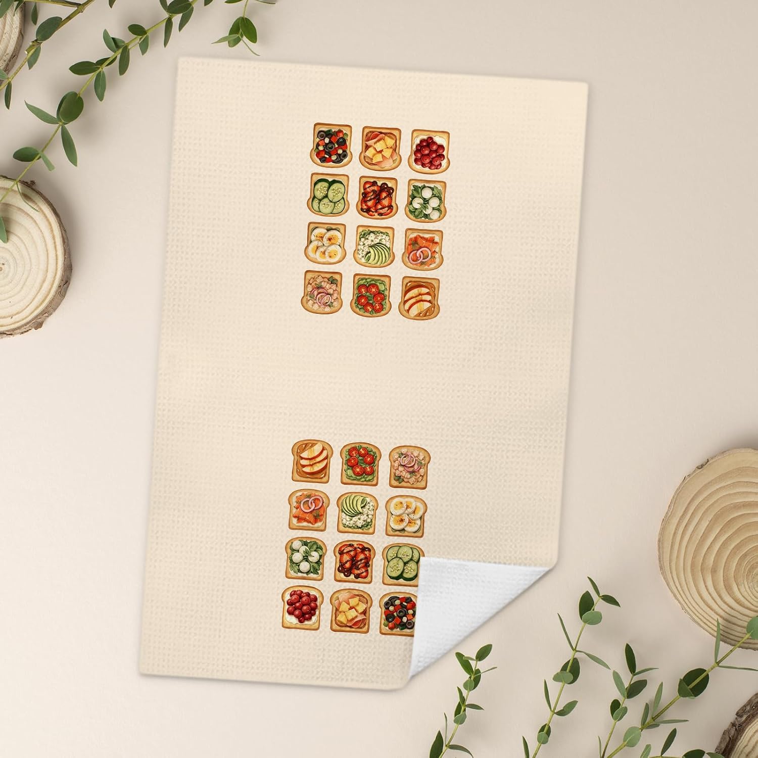 Vintage Breakfast Toast Kitchen Towels, Bread Baker Gifts, Colorful Toast Food Decorative Hand Tea & Dish Towels for Kitchen Dinging Room, 16x24 Inch image 2