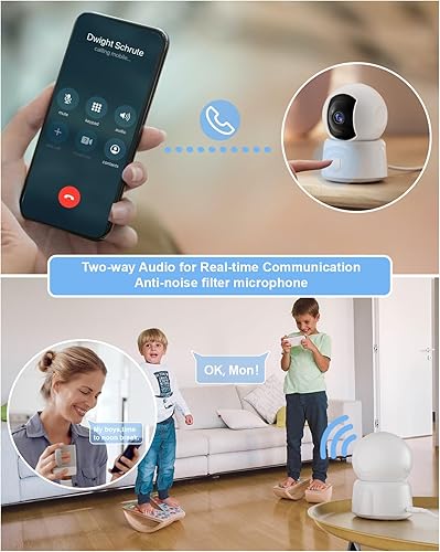 Miniatura 3 de Golspark Cámara de seguridad interior 2K, cámara para mascotas para seguridad del hogar, cámara para perros PanTilt, seguimiento de movimiento,