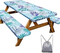 Vista 47 de Funda de mesa de picnic con fundas para bancos, elementos esenciales de camping, mantel de camping impermeable y a prueba de viento con bolsa