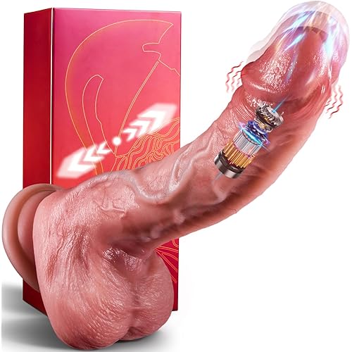 Thrusting Dildo Vibrator Sex Toys - Realistic Soft Silicone Dildos with 10 Thrusting & 10 Vibrating Modes for G Spot Anal Vaginal Stimulation，Remote Control Vibrator Adult Sex Toy for Women and Men