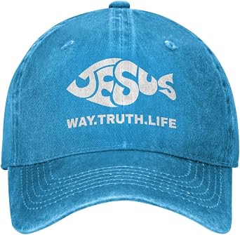 Juses The Way-Truth -Life Hats Christian Faith Washed Denim Cap