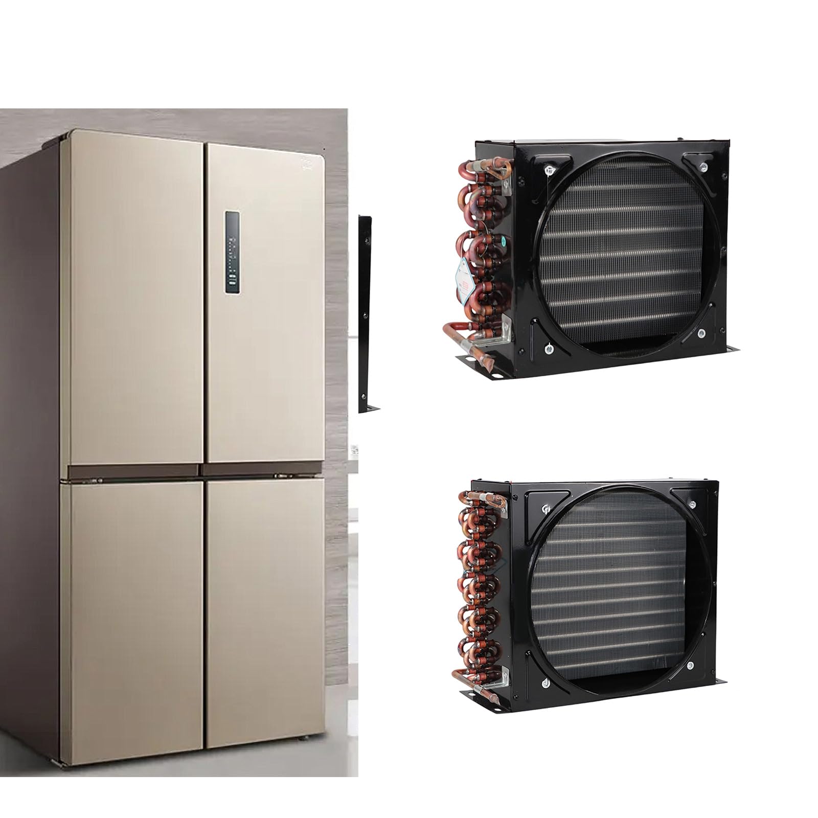 Condensateur de réfrigérateur silencieux, équipement de compresseur industriel, serpent de refroidissement, refroidisseur refroidi par air, ventilateur de condensateur de congélation en