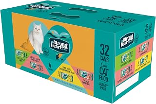 Strongheart Wet Cat Food Variety Pack, 32 x 5.5oz Cans - Real Chicken, Turkey, Salmon Dinner, Made in USA