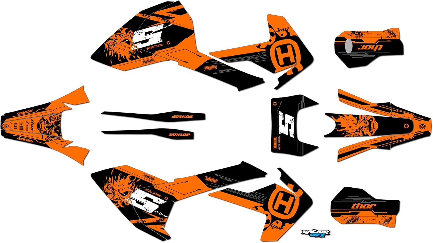 Graphics Kit for Husqvarna ENDURO FE250 FE350 FE450 FE501 (2017-2019) NIGHTCITY Series White 21 Mil - Dirt bike Custom Racing Graphics Decals Stickers Kit, no-plastics