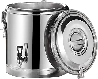 Bidón de agua de acero inoxidable, recipiente térmico de 40 l, recipiente de transporte aislado con grifo, acero inoxidable 201, aislamiento de 18,5 mm, superficie pulida, ideal para sopas, guisos, té