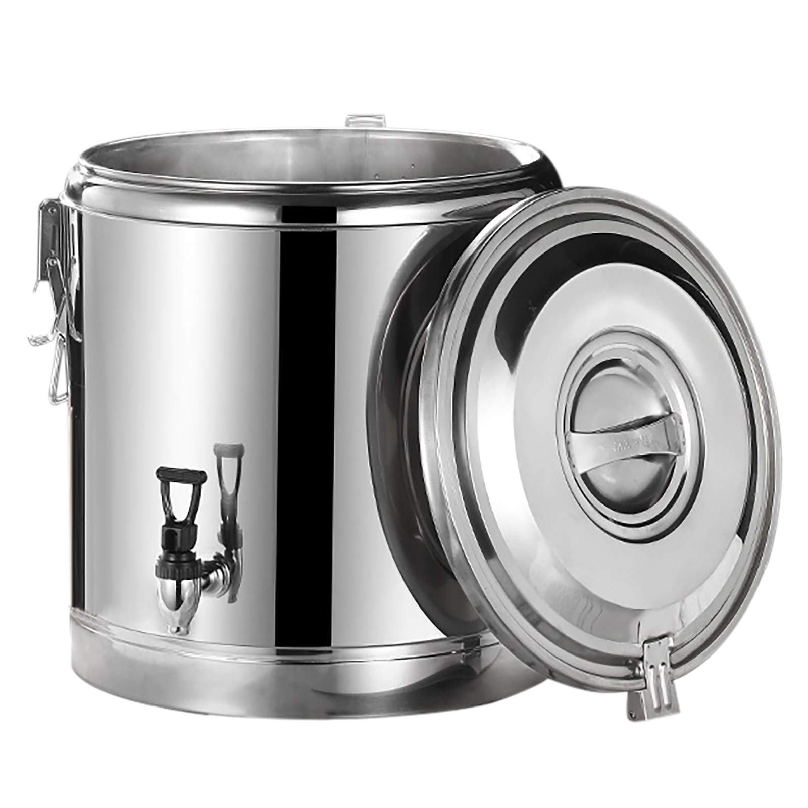 Bidón de agua de acero inoxidable, recipiente térmico de 40 l, recipiente de transporte aislado con grifo, acero inoxidable 201, aislamiento de 18,5 mm, superficie pulida, ideal para sopas, guisos, té