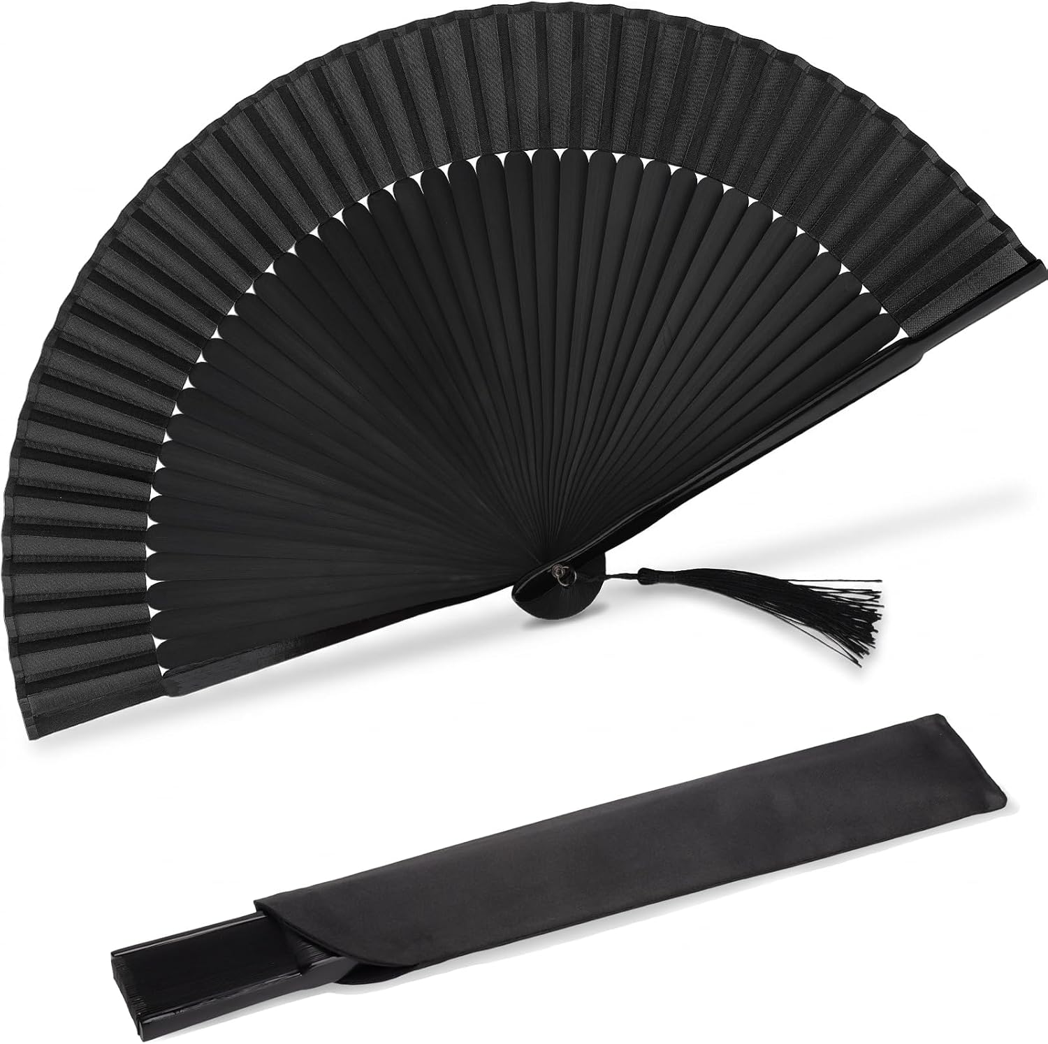 Hand Fan Foldable for Women, Sexy Black - Solid