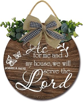 As for Me and My House We Will Serve The Lord Wall Decor Sign 12Inch Rustic Wooden Hanging Wall Decor Farmhouse Wall Decoration for Home Living Room Bedroom