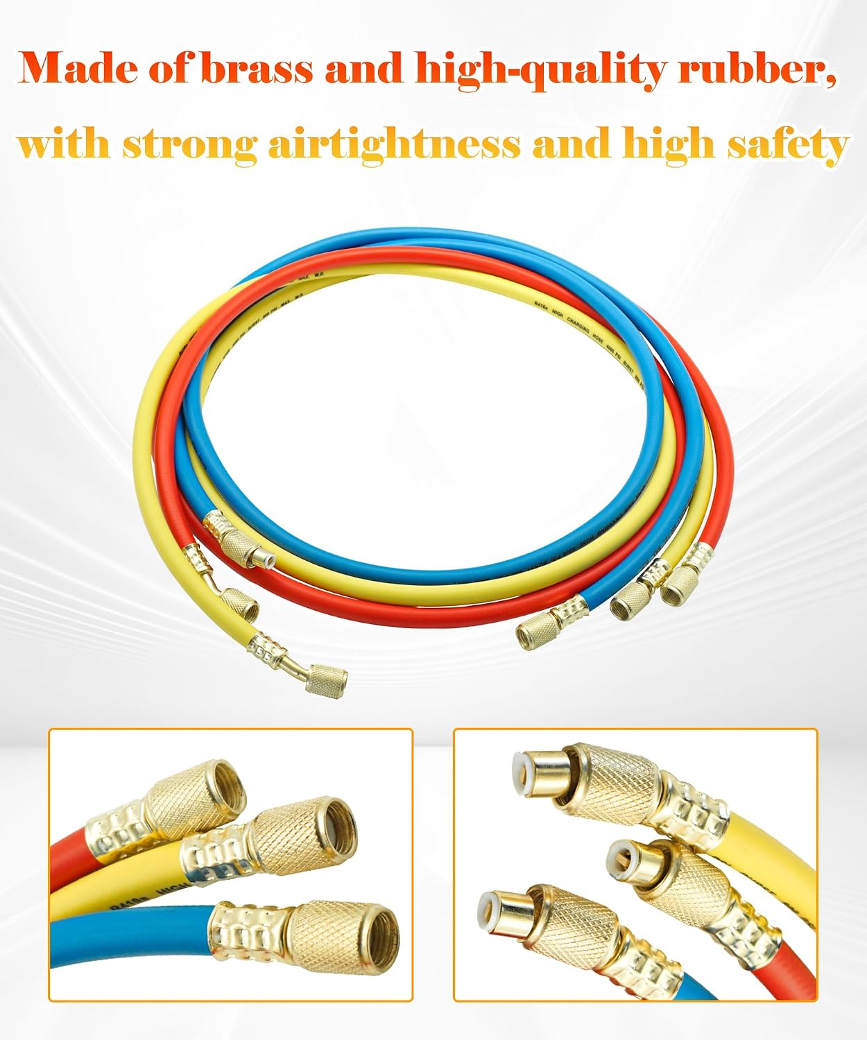 New Upgrade 29985 Plus II Manifold Hose Set,72" Standard 1/4" FL to 1/4" Low Loss Hvac Hoses Compatible with R410A and All Common Refrigerants-800 PSI Working Pressure(3 Pack)