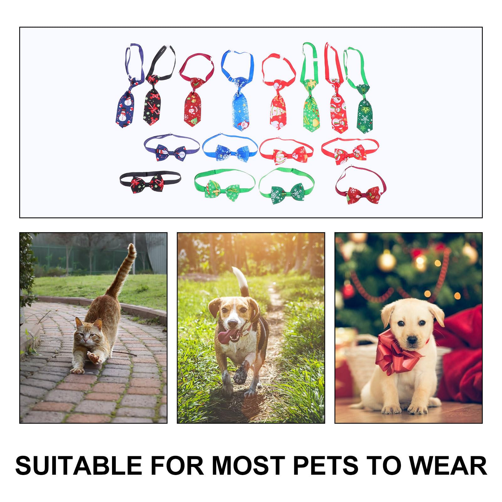 minkissy 32Pcs Christmas Pet Bow Tie Neckties - Christmas Adjutable Dog Ties Puppy Neck Ties Pet Costume for Puppy Cat Dog Ribbon - Image 3