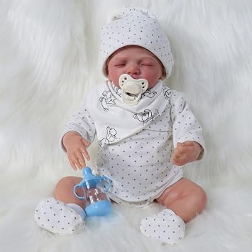 18 Inch Reborn Baby Doll, Lifelike Newborn Boy Doll Toy | Realistic Soft Silicone Vinyl Baby Doll with Weighted Body, Birthday Gift for 3+ Year Old Kids