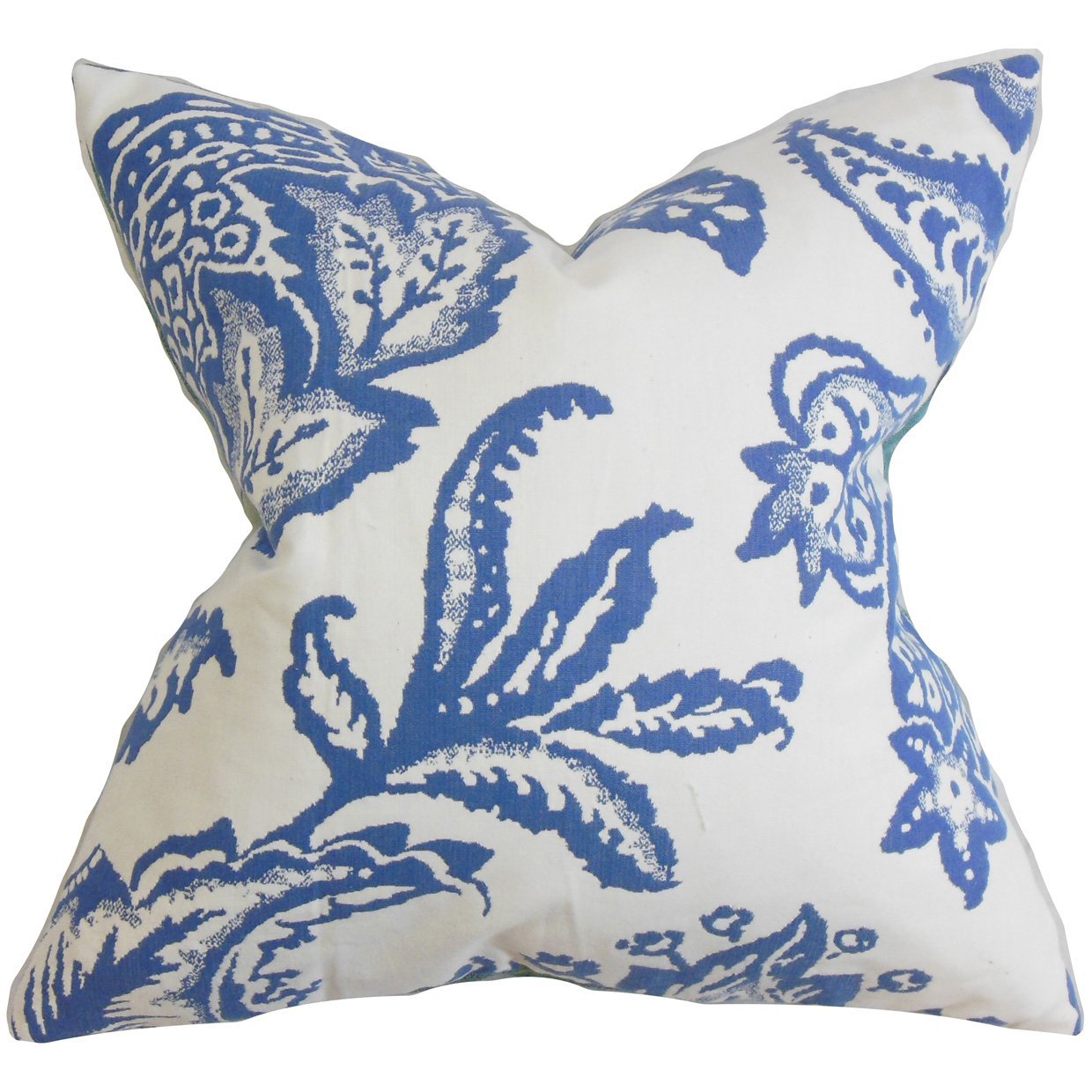 Buy The Pillow Collection P18FLATROBJACOBEANTOSSINDIGOC1 Galen Floral Throw Pillow Cover, 18