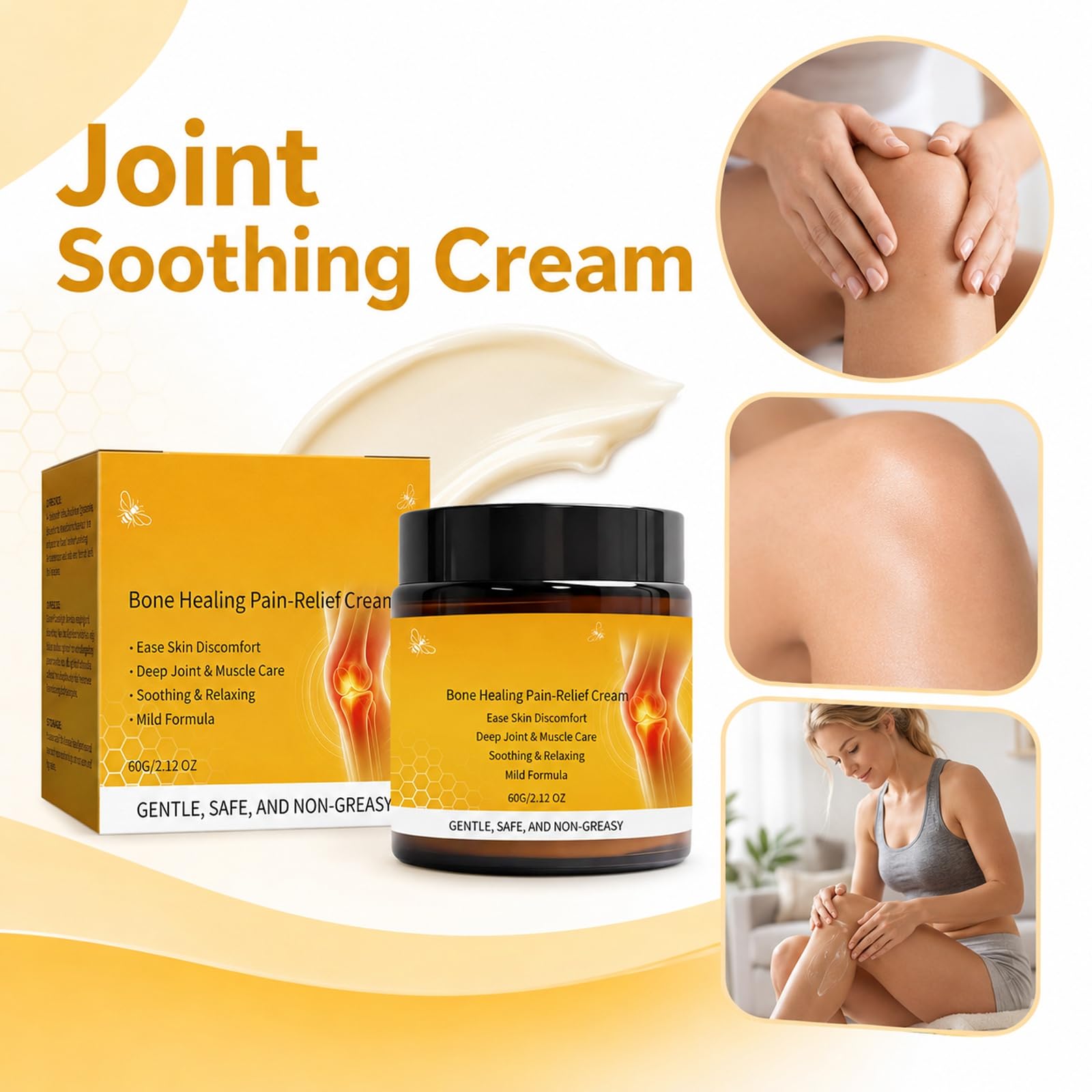 Crema de masaje corporal con veneno de abeja y condroitina para espalda, rodillas, manos, cuello y pies，(3pcs)