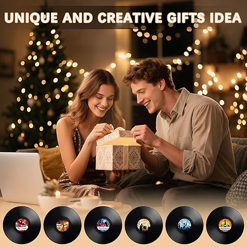 Miniatura 4 de 12 posavasos retro para discos de vinilo, regalo de música, bares, cumpleaños, fiestas para amantes de la música, costa colorida, decoración de