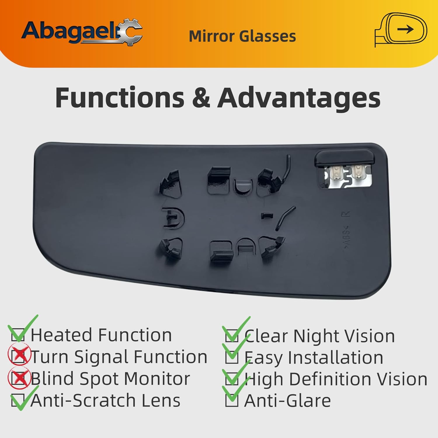 Heated Lower Mirror Glass Passenger Side for 2015-2020 Ford F150, 2017-2020 F250 F350, Chrome Plated OEM Fit Flat Lower Mirror, Plug and Play Scratch-Resistant Wear-Resistant