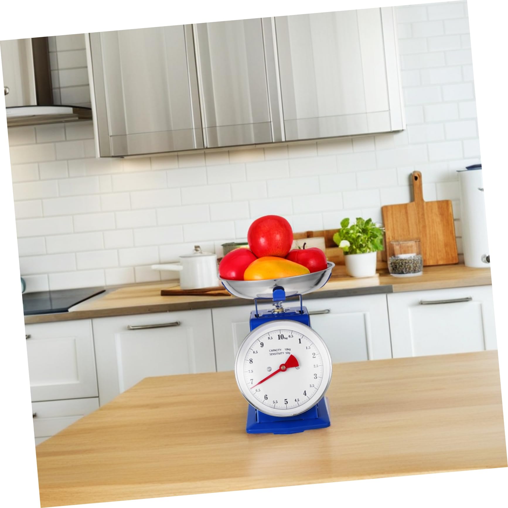 TOPBATHY Báscula de Cocina Vintage con Dial Grande y Bandeja Desmontable, Capacidad 10 Kg, Acero Inoxidable y Hierro, Adecuado para Hornear y Preparar Alimentos