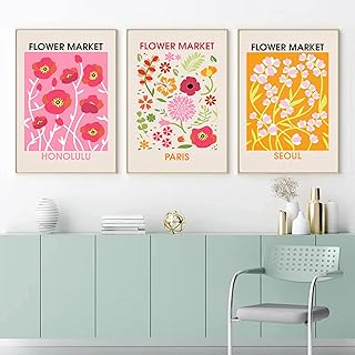 Flower Market Wall Art Flower Market Poster UNFRAMED, Matisse Wall Art Aesthetic Flower Market Canvas Prints Abstract Flower Pictures Modern Floral Wall Art for Room Decor 16x24x3 Inch
