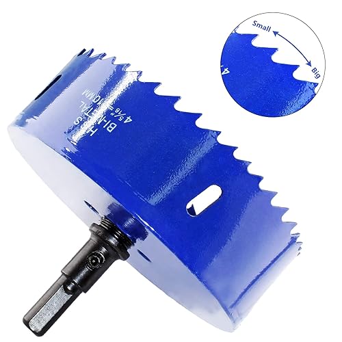 Vista 295 de Luomorgo - Sierra perforadora de 4 pulgadas/100 mm, acero de alta velocidad, profundidad de corte 1 1/4 pulgadas, adaptador de broca hexagonal