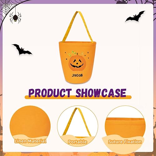 Miniatura 3 de Cubo personalizado con nombre, cesta de dulces de Halloween, bolsa para niños y niñas, cubo de calabaza para fiesta de Halloween (estilo 1)
