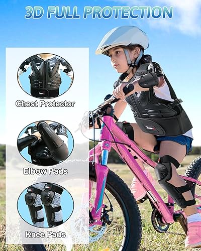Miniatura 8 de StarknightMT Traje de armadura de motocicleta para niños, equipo de motocross, protector de pecho, columna vertebral, espalda, hombro, brazo, codo,