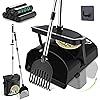 UPSKY 33.4" Dog Pooper Scooper Swivel Bin & Rake Kit with 100 Waste Bags | Long Handle Heavy Duty Pet Poop, Stainless Steel, Easy to Install, Odor-proof Lid for All Dog Sizes-Yard/Lawn/Outdoor Use