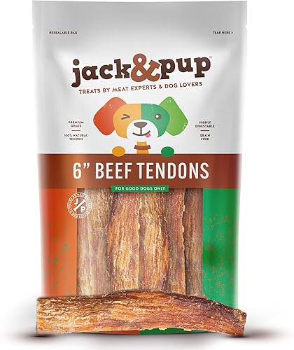 Jack&Pup - Tiras de palitos para perros medianos de 6 pulgadas (paquete de 25) golosinas masticables para perros de grado prémium sin olor, palitos