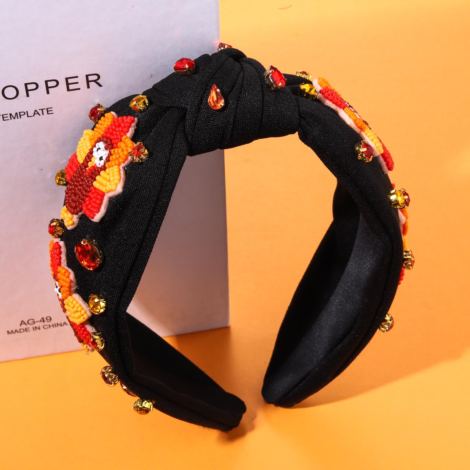 Beaded Turkey statement headband Turkey Headband DIY | Mila & Rose ® main image 4
