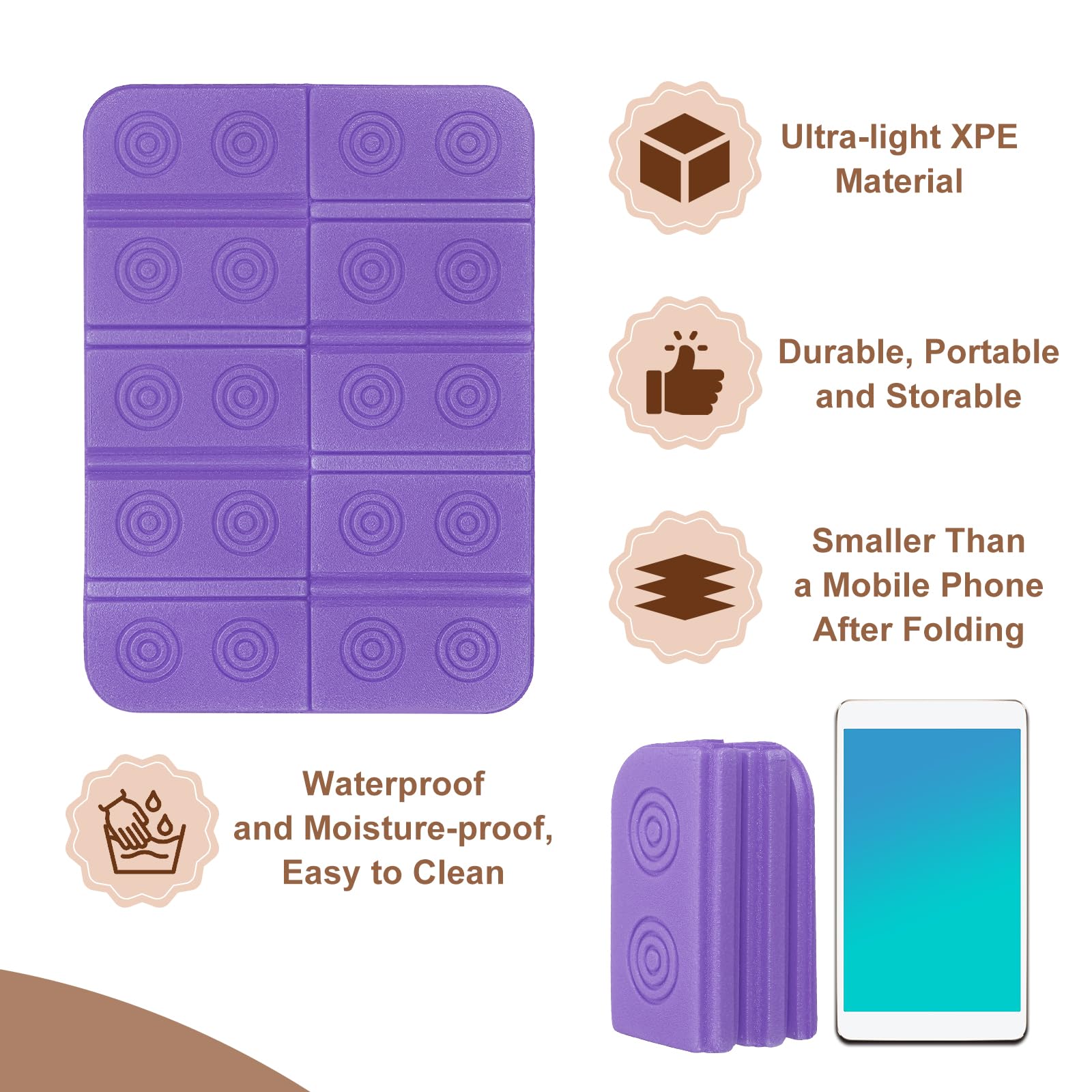 YELARXI Folding Foam Mat, Mini Portable Lightweight Mini Waterproof Folding Mat Fit for Backpacking Hiking Camping Kneeling Outdoor Activities Recreation