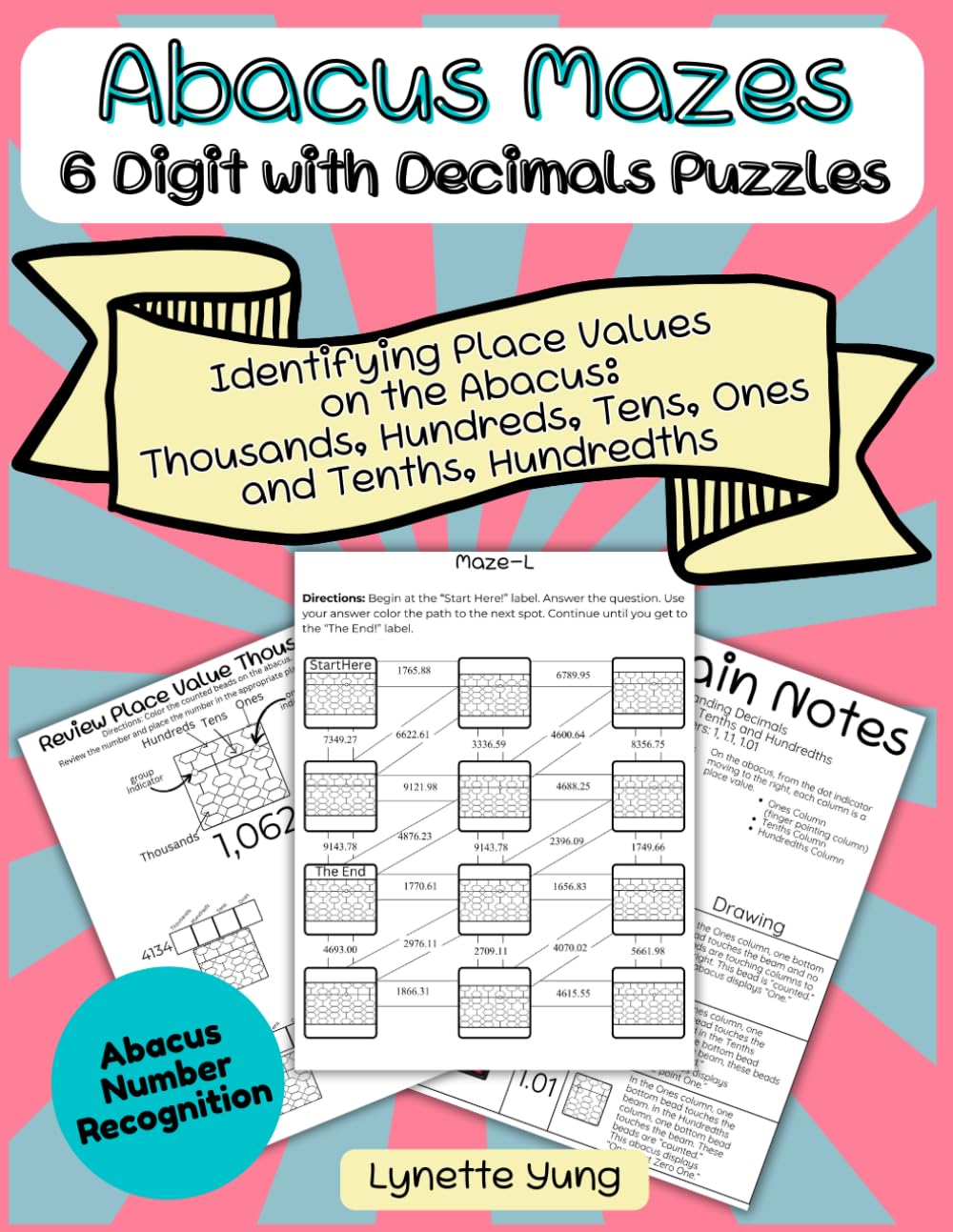 6-Digit with Decimals Abacus Math Maze Workbook: Learn Thousands to Hundredths Place Value Through Fun Puzzle Mazes