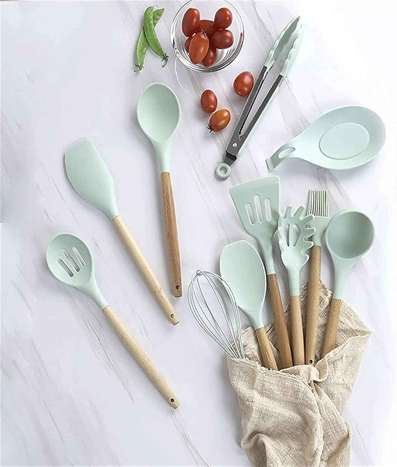 Silicone Cooking Utensils Set,Heat Resistance Non-Stick Kitchen Utensils Set,for Baking,Cooking and Mixing,Kitchen Gadgets (Size : 11pcs B Set) ()