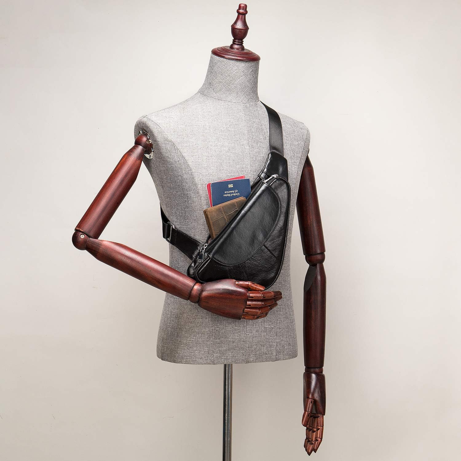 Genuine Leather Mens Sling Bag Triangle Small Women Crossbody Bags Purses Front Chest Day Pack One Shoulder Strap Backpack - Image 7