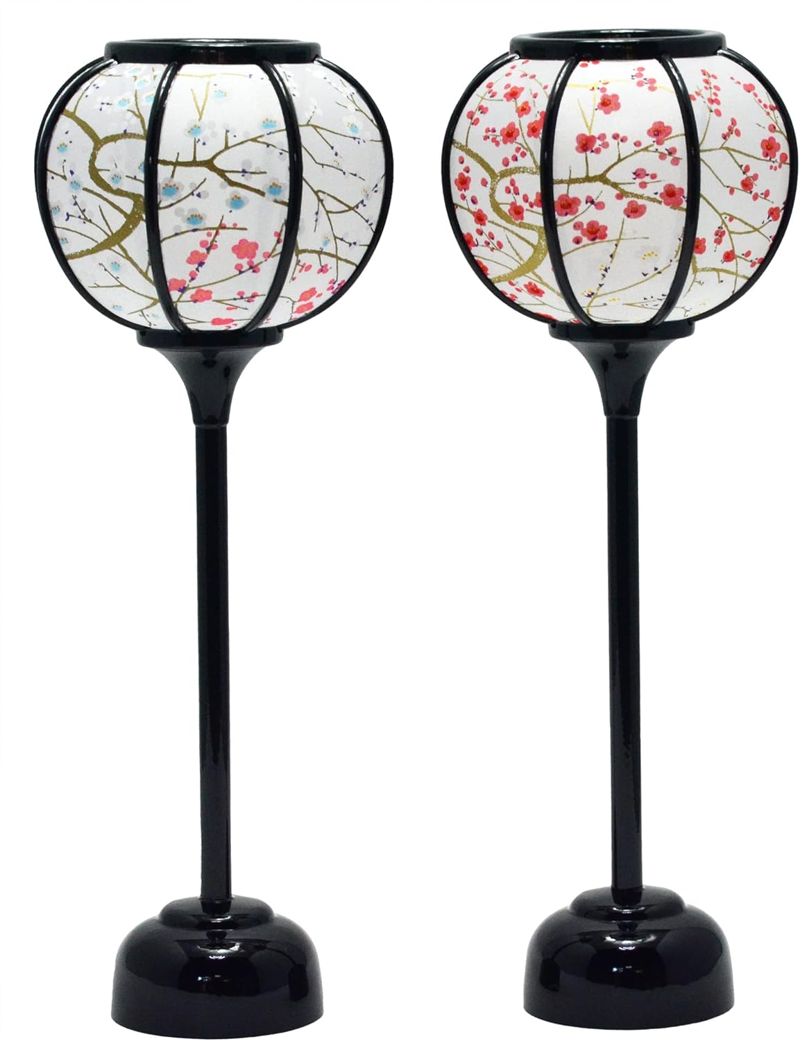 雪洞 なつめ式紅白梅24 LEDコードレス 高さ24cm （ひな人形用ぼんぼり 9号）