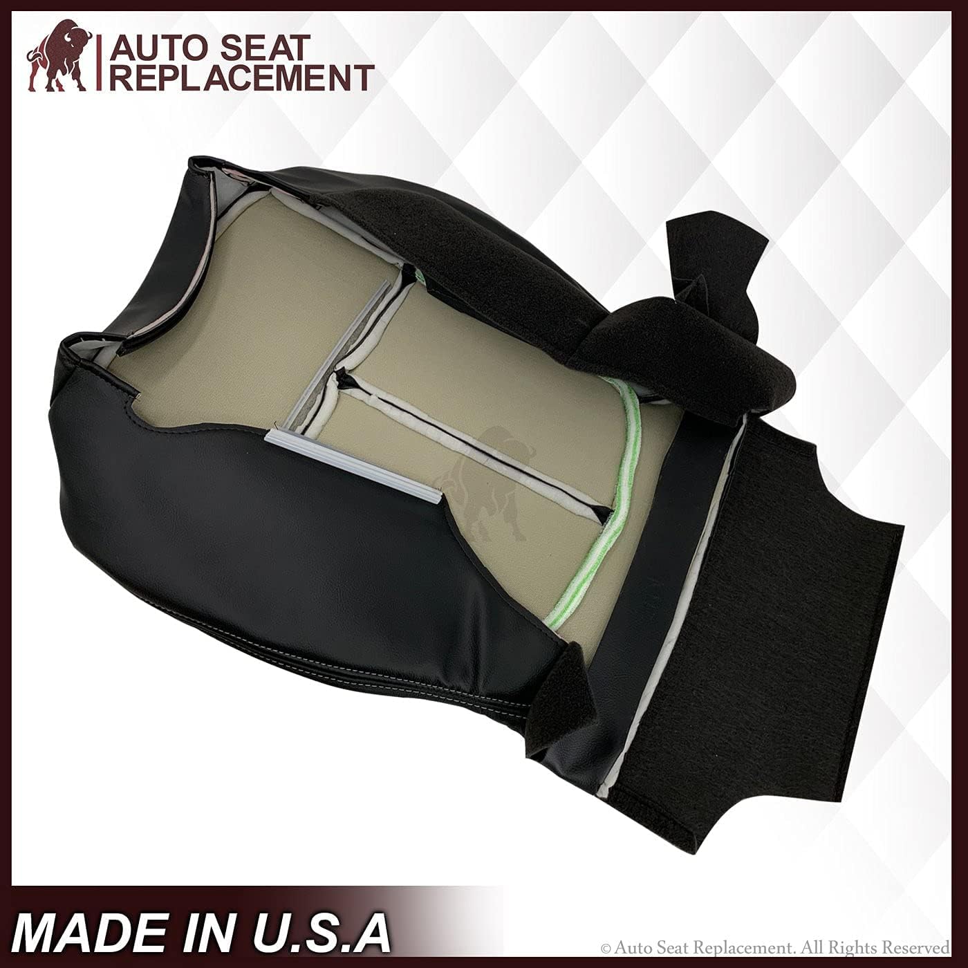 2009 2010 2011 2012 2013 2014 Ford F150 Lariat Perforated Leather Seat Cover Replacement, Driver Bottom in Charcoal Black for Ford F150 (Black Stitching, Driver Bottom Leather)