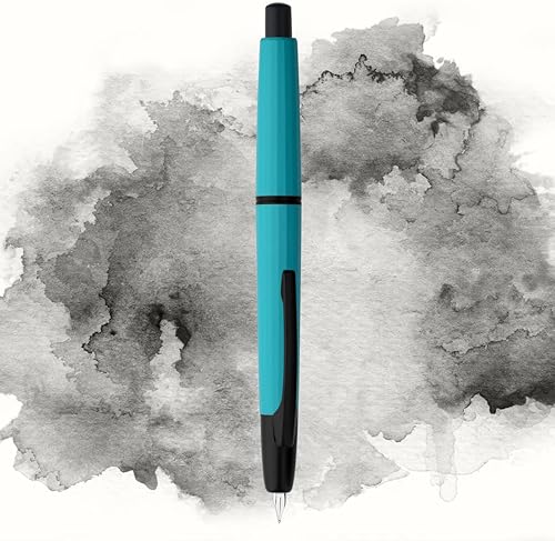 Vista 25 de Majohn - Pluma estilográfica de prensa A2, punta extrafina con caja, bolígrafo retráctil de tinta de resina azul con convertidor de escritura Azul