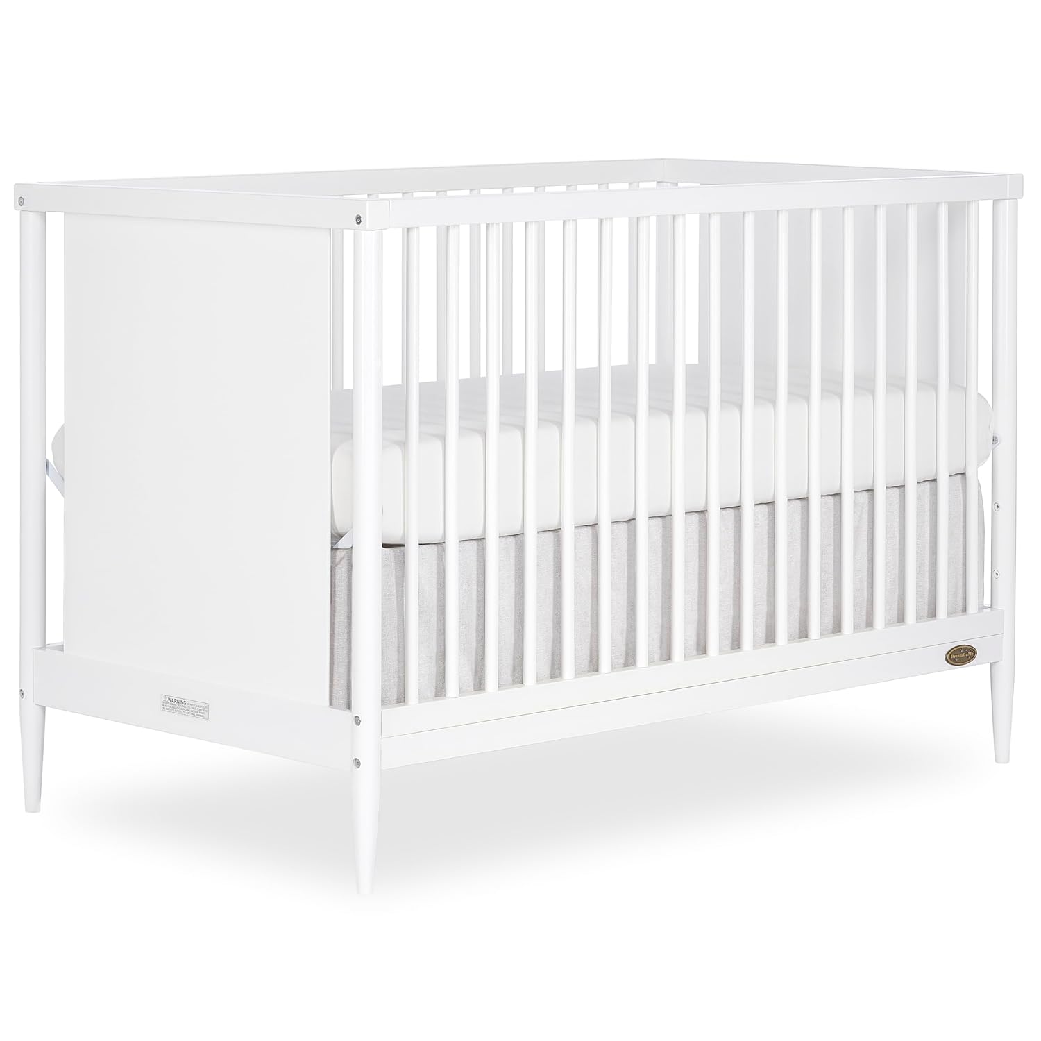 Dream On Me Clover 4-In-1 Modern Island Crib With Rounded Spindles In White, Convertible Crib, Mid-Century Meets Modern, Coordinates With The Clover Changing Table