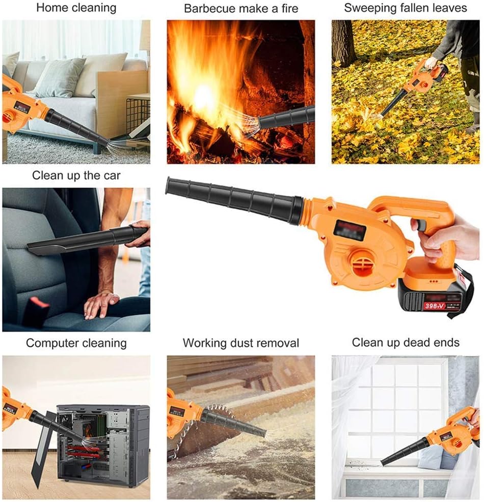 Convenient 2-in-1 Cordless Leaf Blower, Mini Garden Blower Vacuum and Shredder with 1L Collection Bag 10:1 Mulching Ration (Color : 2×Battery, Size : Standard) (1×Battery Standard)