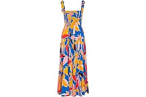 Women's Summer Boho Spaghetti Strap Ruffle A Line Beach Long Maxi Dress