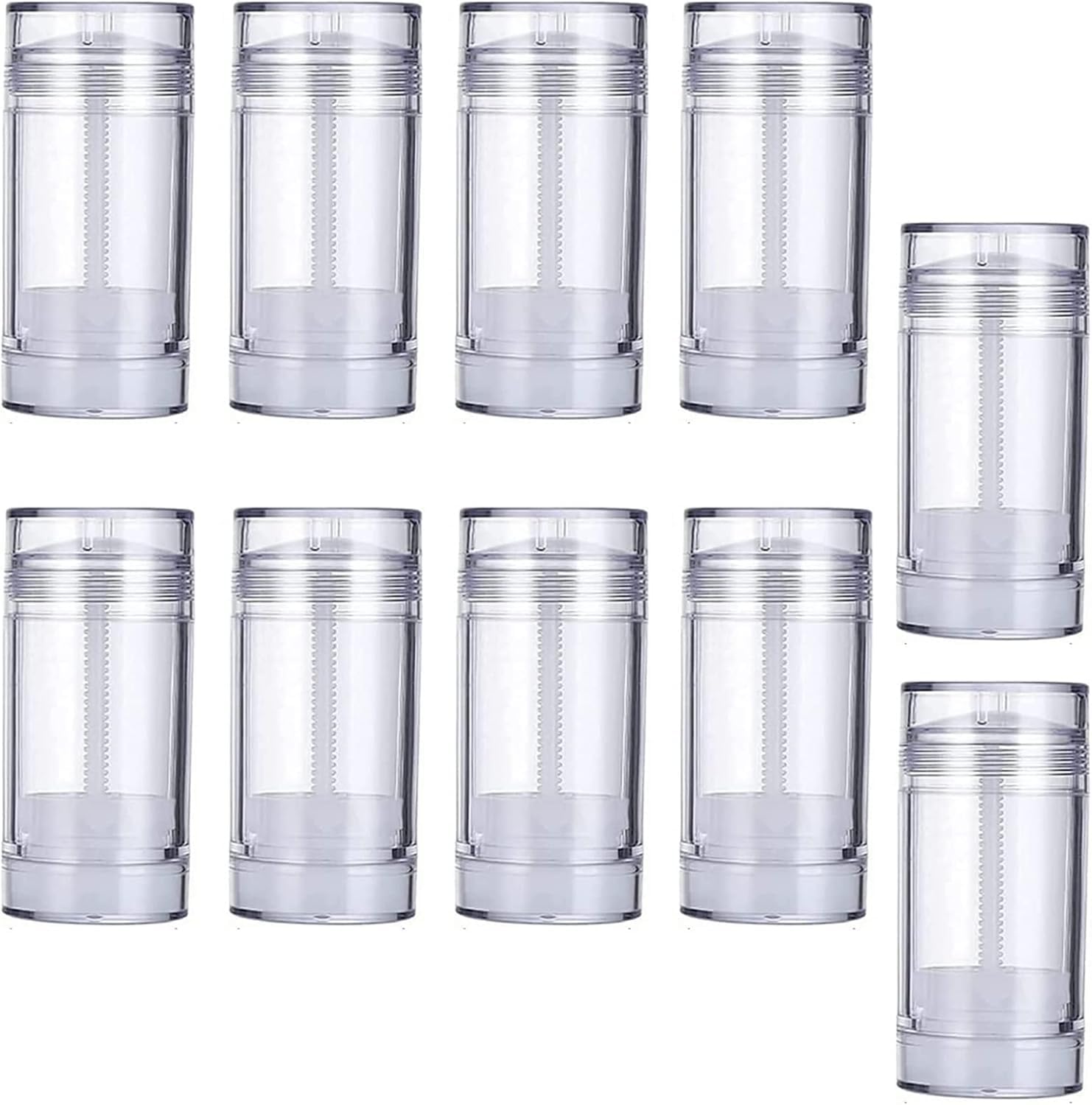 10 Pack Empty Deodorant Containers Twist Up Filling Stick Plastic Deodorant Container Round Balm Tubes Refillable Deodorant Bottles for DIY Deodorant Tube Lipstick Crayon Chapstick(75ml,Clear)