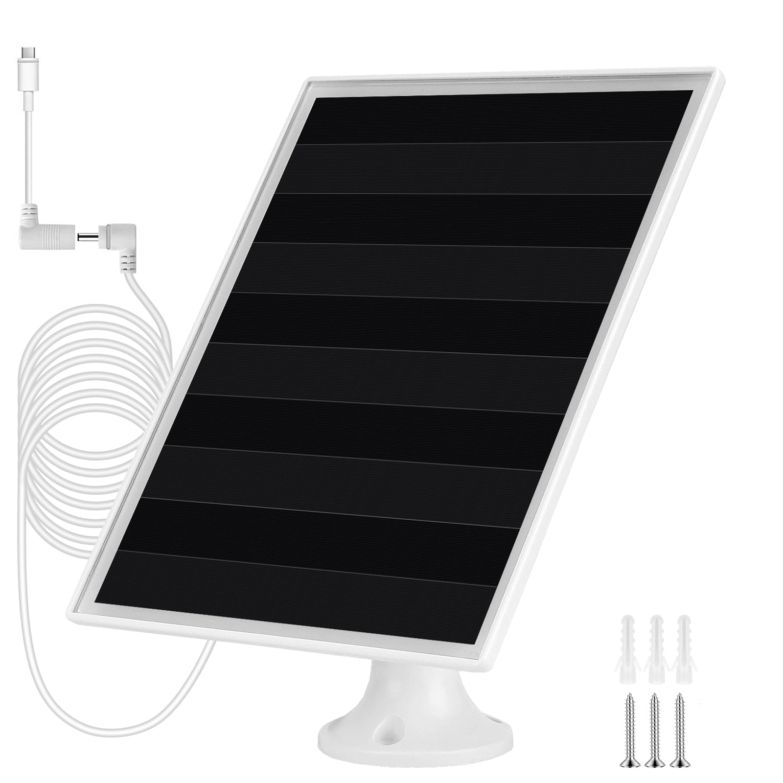 6W Solar Panel Charger, Solar Panel with Micro USB & USB-C Port for DC 5V Outdoor Rechargeable Battery Camera, IP66 Waterproof, 360° Adjustable Security Mount, 1PC Ring-image-42